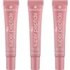 Essence Cosmetics Essence Super Peptide GLOSSY Lip Treatment - Set di 3 balsami per labbra lucidi #03, marrone, levigante, vitamine, nutriente, vegano, senza parabeni, senza microplastiche