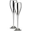 EDZARD Set 2 Flute da spumante Dodo (200 ml), placcati in argento | ottone, lucidi a specchio, bicchieri in cristallo, calici, per la tavola delle feste, decorazione casa, idea regalo