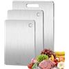 Fesatccoz Set Di 3 Taglieri In Acciaio Inox, Doppio Lato Tagliere Da Cucina Per Tagliare La Frutta, Per Piano Di Lavoro Della Cucina