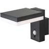 V-TAC VT-1147 Lampada LED da parete rettangolare 5.5W con Pannello Solare e Sensore movimento Corpo Nero 3000K IP54-10402