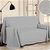 PENSIERI DELICATI Telo Copridivano 180 x 290 cm Made in Italy, Telo Copritutto 100% Cotone Puro Riciclato Tinto in Filo, Tinta Unita Grigio, Ideale Come Telo Arredo, Salva Divano, Coperta Picnic