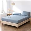 Good Nite Lenzuolo con angoli, per letto singolo, matrimoniale, king size, 25 cm, con tasca extra profonda, morbido e traspirante, lavabile in lavatrice (blu, grigio, king size)