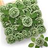Mocoosy 50pcs rosa fiori artificiali, rose finte verde elfo per decorazioni,vero tocco rose schiuma in massa con steli, fiori verdi DIY bouquet per matrimoni Centrotavola festa Decorazione domestica