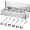 Tokenhigh Contenitore per ingredienti di pizza, in acciaio inossidabile, accessori per la gastronomia, 4 griglie, contenitore per spezie, contenitore per barbecue con coperchio, porta-condimenti, bar,