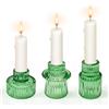 Feruchun 3 Pezzi Portacandele Vetro,Porta Candele da Tavolo,Candeliere Vetro per Natalizio Festa Matrimonio,Candele e Porta Tealight Candle (Verde)