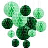 Hexizexi 12 Pezzi Sfera di Carta a Nido d'ape 15 cm 20 cm 25 cm Sfera a Nido d'ape Verde Honeycomb Balls Sfere di Carta a Nido d'ape Appese per Compleanno, Matrimonio, Laurea, Festa