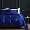 Gezu - Set copripiumino in raso blu liscio (140 x 200 cm) con federa per cuscino (65 x 65 cm) - morbido come la seta, con cerniera