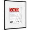 HIMEETIME® 1x Cornice 30x30 cm,Alluminio spazzolato Metallo,Nero,Passepartout 20x20cm,Cornice 30x30 quadrata media,Solo per Espositore a Parete