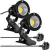 Milpoel Faretto LED COB con morsetto, 7 W, cavo 3 m, IP65, impermeabile, illuminazione per interni ed esterni (bianco freddo, 2)