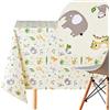 KP HOME Tovaglia Plastificata Quadrata 140x140 cm Crema Cerata Tavolo Bambini Safari Copritavolo Plastificato - Tovaglia PVC Moderna Impermeabile e Facile da Pulire Stampa Animali Elefante Tigre ecc.