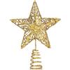 GXFCING Puntale per Albero di Natale, Grande Punte Stella Dorata 3D Metallizzata Glitterata, Decorazione a Stella Albero di Natale, 25 x 20 cm (oro, L)
