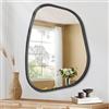 HLFMVWE Grande Specchio Asimmetrico Nero - 60 x 45 cm - Specchio Murale Ovale Irregolare - Cornice in Legno Moderna - Vanità - Specchio Artistico Decorativo per Soggiorno, Camera da Letto, Bagno