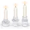 Feruchun 3 Pezzi Portacandele Vetro,Porta Candele da Tavolo,Candeliere Vetro per Natalizio Festa Matrimonio,Candele e Porta Tealight Candle (Trasparente)