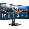 Philips 345B1C Gaming Monitor Curvo 34 21:9, WQHD 3440 x 1440, 100 Hz, Adaptive Sync, Multiview ( PiP, PbP ), Audio Integrato, 2 HDMI, Display Port, Hub USB, Regolabile Ergonomicamente, Vesa