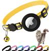Dgerp Collare Gatto Airtag, Collare Gatto con Custodia per Air Tag(Giallo) | Fibbia Antistrozzo a Sgancio Rapido,Collare Riflettente,Campanellino,Adatto a Gatti di Tutte Le Taglie,GPS AirTag Non Incluso