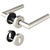 Aperit Maniglia per porta: maniglia in acciaio inox, coppia con rosetta per barba colorata, rotonda, opaca, maniglia per porte interne, modello a T, misura quadrata 8 x 8 mm, 49.330.02