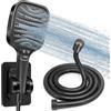 HNOOM Kit Doccia Completo, Soffione Doccia Quadrato 120mm Alta Pressione + Tubo 1.5M + Supporto Senza Fori, 8 Modalità, Anticalcare, Universale per Doccia Bagno（Nero）