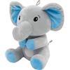 amscan 2 in 1 - Peluche a forma di elefante con orecchie blu, con passante, 21 cm, 170 g