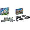 LEGO 60205 City Binari, Set con 20 Pezzi Accessori di Rotaie per Ampliare la Ferrovia del Treno Giocattolo & 60304 City Piattaforme Stradali, Set di Basi per Strade con Lampioni Fosforescenti