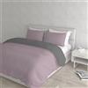Italian Bed Linen Set Copripiumino 100% Cotone Natural Color, Made in Italy - Parure Copri Piumino - Sacco Piumone 250x200 cm con Doppia Patella e Federe Cuscino, Matrimoniale, Rosa Antico/Grigio Scuro