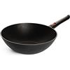 Woll Eco Lite - Padella per wok e mescolare, induttiva, Ø 30 cm, altezza 10 cm, con manico rimovibile, adatta a tutti i piani cottura, 100% alluminio riciclato, resistente al forno, colore: Nero