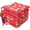 Viterbo Biancheria Set 6 Cuscini Sedia Coprisedia Natalizi Natale Christmas 4 Punti Imbottiti Con Lacci (Palline)