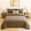 Masters House Biancheria per la Casa Master House Trapunta Piumone Matrimoniale Singola Piazza 1/2 in Morbido e Caldo Velluto per Camera da Letto Elegante e Confortevole (Tortora, Matrimoniale 260x265 cm)