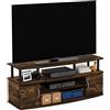 Furinno JAYA grande centro di intrattenimento può contenere TV fino a 55 pollici, ambra pino/nero