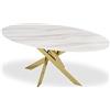 Menzzo Greenwich Tavolo, Marmo Metallo Vetro, Bianco, L180 x P90 x H75 cm