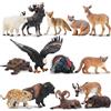 TOYMANY 14 pezzi Mini figure di animali della foresta nordamericana, realistiche figure giocattolo della giungla, giocattolo educativo decorazioni per torte uova di Pasqua Natale compleanno regalo