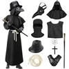 Moerstar Medico della Peste Costume, Dottore Della Peste Costume Bambino Adulto Set con Mantello Maschera Cappello Accessori Plague Doctor Cosplay per Halloween Carnevale (XL)