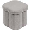 PINPLUS Pouf Contenitore Pieghevole, Sgabello a Forma di Fiore con Rivestimento Morbido, Puff Poggiapiedi Per Toeletta, Camera e Soggiorno, 32x32x32cm, Grigio