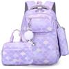 Hovkib Set di Zaini Scuola per Bambine, Zaino Primaria Bambini Ragazza Zainetto Cartelle Bambina Borse Scuola con Borsa Termica Borse Portapenne (Set di 3)