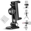 NEEWER SP-02 Adattatore Treppiede Telefono con Piastra QR Tipo Arca Cold Shoe Rotazione 360° Inclinazione 180° Panno da Pulizia, Supporto Pieghevole Compatibile con iPhone Android Samsung per Video