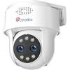 Ctronics Zoom Ibrido 10X 4MP Telecamera Wi-Fi Esterno Doppio Obiettivo, Auto Track, 2,4/5GHz WiFi, PC/App, 30m Visione Notturna a Colori, Staffa inclusa, Rilevamento Persone/Veicoli, Cloud/128GB TF