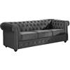 Vente-unique-Divano CHESTERFIELD 3 posti in velluto Antracite