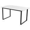 Wiuzo Tavolo da pranzo telescopico, 140/180 x 80 x 75 cm, gambe in ferro in metallo e gambe tubolari quadrati (moderno tavolo in MDF bianco con motivi in marmo), doppio uso per casa e ufficio