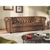 Vente-unique-Divano CHESTERFIELD 3 posti in microfibra aspetto cuoio invecchiato