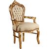 ITALUX MORE LIGHT Poltrona Barocco da tavola in Mogano Oro e Eco Pelle Beige
