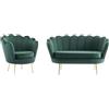 PASCAL MORABITO-Divano 2 posti e poltrona conchiglia in Velluto Verde abete - DANDELION