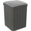 Inbagno Pattumiera Bagno con Coperchio Ribaltabile, capacità 10L, Colore Antracite in Polipropilene, Senza BPA, Effetto Legno, Linea Buzz (Antracite)