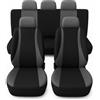 Susy Shop Coprisedili Auto Universali Kit Coprisedile Anteriore e Posteriore Confortevole E Traspirante, Fodere Protezione Per Sedili Utilitarie Medie Piccole, No Suv (Nero/Grigio)