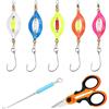 ZHIQIN 5 Pezzi Cucchiai da Pesca Multicolore Trota Spinning Esche da Pesca Autoluminose Trota Pescas Spoon con Rimozione Amo Pescas e Forbici Pescas Accessori per Trotas Persico Luccio