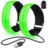 lanpard LED Bracciale di Ricarica USB, 2 Pezzi Braccialetto LED Bracciale Catarifrangente per Running, Bici, Corsa Notturna, Correre(Bianco)