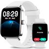 Yoever Smartwatch Uomo Donna, 1.85 Orologio Smartwatch con Chiamate e Notifiche WhatsApp, Fitness Tracker con Contapassi Sonno SpO2 Cardiofrequenzimetro, 110 Sportive, IP68 Watch per Android iOS Bianco