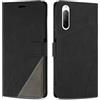 SONWO Cover per Sony Xperia 10 V, Flip Caso in PU Pelle Case Cover Custodia con Slot per Schede e Supporto Stand per Sony Xperia 10 V, Nero