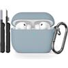 AOTUAO Custodia Compatibile con AirPods PRO 3a Generazione Case Cover con Kit di Pulizia, Case Protettiva Antiurto in Silicone per AirPods PRO 3 Custodia con Moschettone, Denim Blue