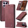 Azororo Cover per Xiaomi Redmi Note 14 Pro 4G, Premium PU Pelle Custodia, Magnetica Carta Fessura Portafoglio Case, Flip Cavalletto Custodia per Redmi Note 14 Pro 4G - Vino Rosso