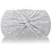 Suhatjia Pochette da sera con strass da donna, pochette per serate, matrimoni, feste di fine anno, Argento Diamante