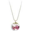 Gioielli Botanici Collana Rosa Rossa Inox oro, Ampolla in Vetro con Fiori Naturali di Rosa e semi di soffione
